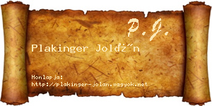 Plakinger Jolán névjegykártya